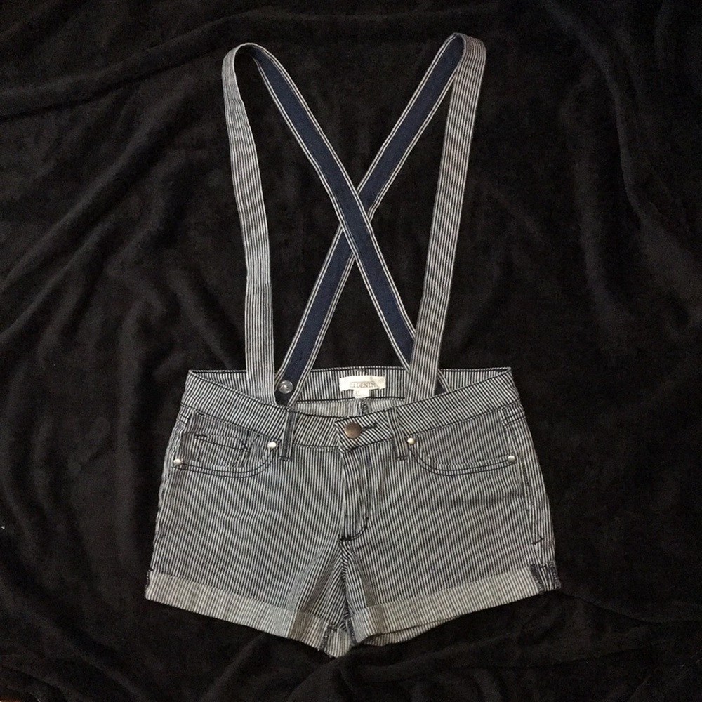 Denim Shorts With Suspenders